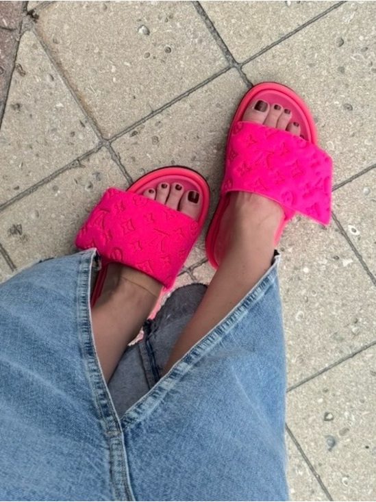 Louis Vuitton Shoes - LV Hot Pink Monogram Slide Sandals